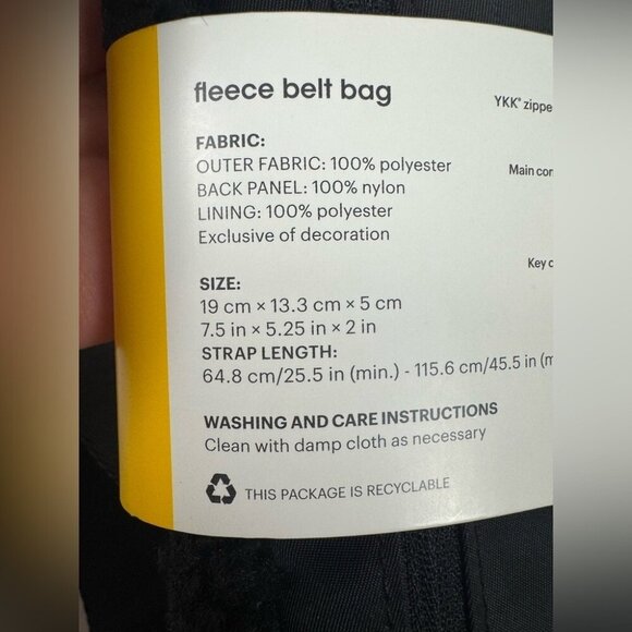 NWT Lole Jamie Teddy Belt Bag Black Faux Shearling Crossbody Cozycore Minimalist - Picture 4 of 7